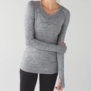 LULULEMON Swiftly Tech Long Sleeve Crew Top Heathered Slate Gray Size 8